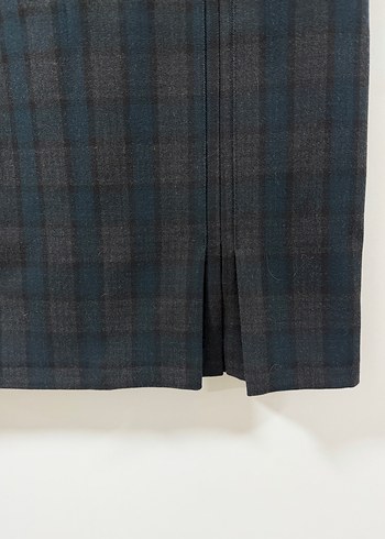 Gri Ekose Desenli Midi Etek - Görsel 3