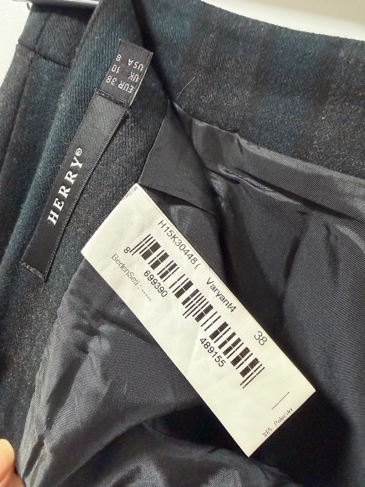 Gri Ekose Desenli Midi Etek - Görsel 5