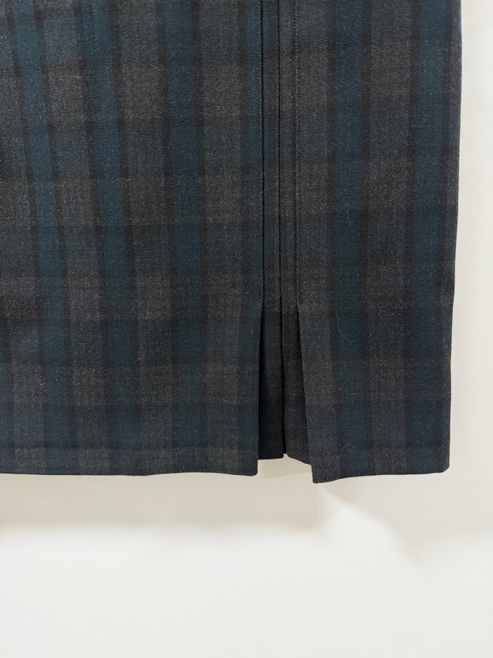 Gri Ekose Desenli Midi Etek - Görsel 3