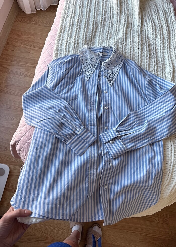 Koton dantel yakalı gömlek - Görsel 2