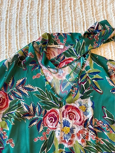 Love my body 34 beden fularlı kısa kollu bluz - Görsel 2