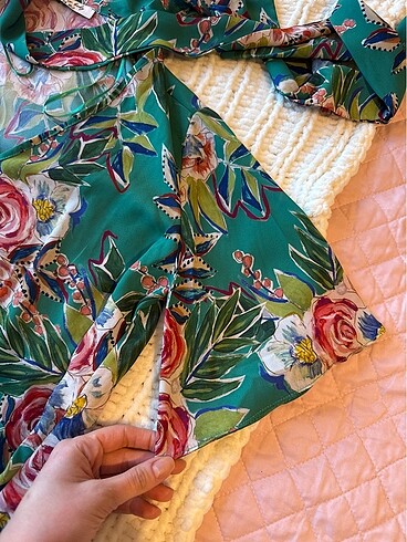 Love my body 34 beden fularlı kısa kollu bluz - Görsel 3