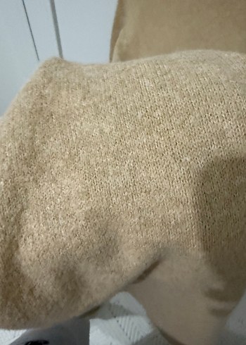 Bej Uzun Kollu Kadın Yün Elbise - Görsel 4