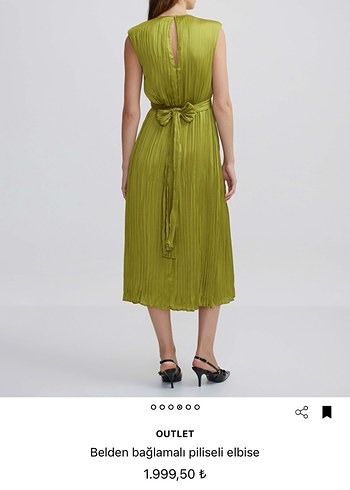 Pilise Detaylı Bağlamalı Midi Elbise - Görsel 2