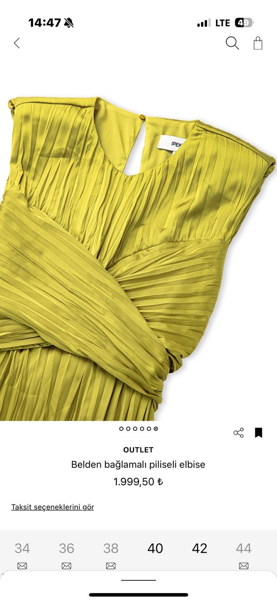 Pilise Detaylı Bağlamalı Midi Elbise - Görsel 4