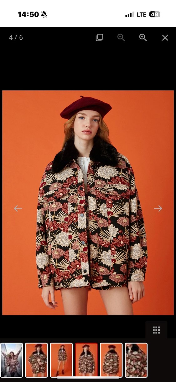 Bohem Etnik Desenli Örgü Bomber Ceket - Görsel 5