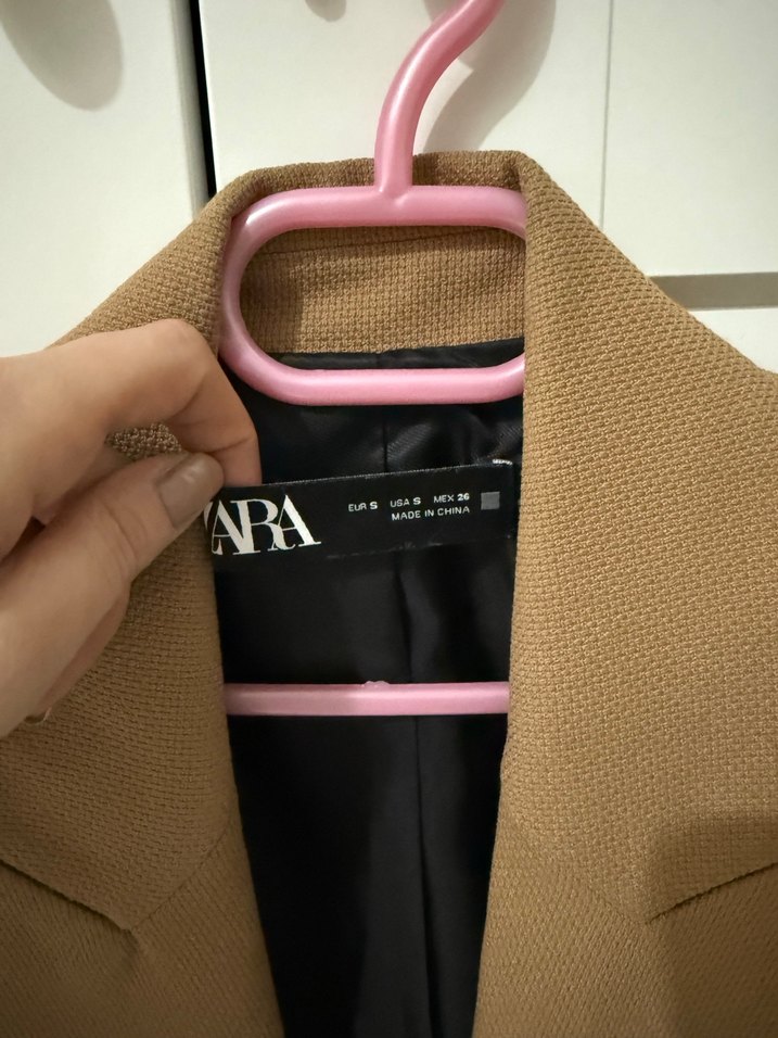 Düğmeli Bej Kadın Süet Blazer Ceket - Görsel 2