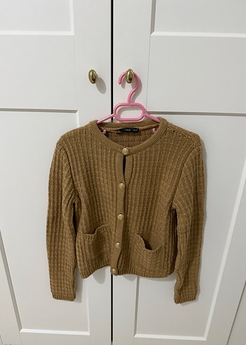 Bej Örgü Mini Kadın Hırka - Görsel 2