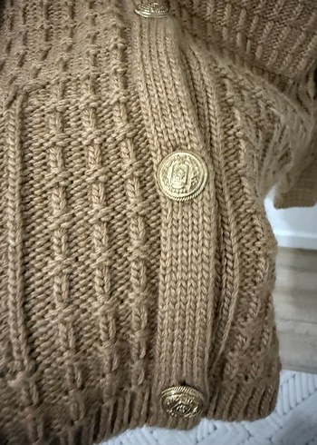 Bej Örgü Mini Kadın Hırka - Görsel 4