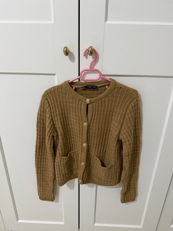 Bej Örgü Mini Kadın Hırka - Görsel 2