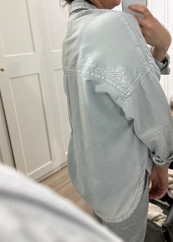 Nakışlı Uzun Kollu Denim Ceket - Görsel 2