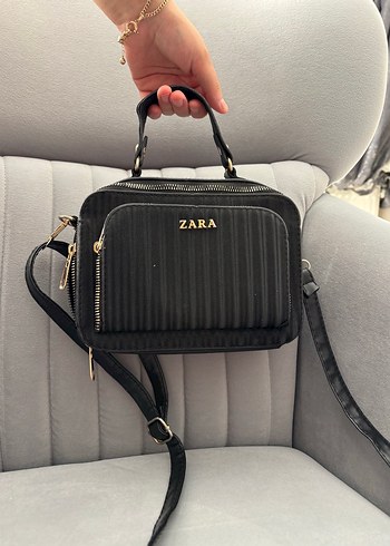 Zebra Desenli Siyah Deri Zara Çanta
