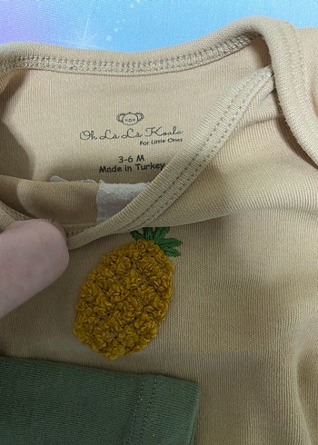 Uzun Kollu, Düğmeli Bebek Body - Nakışlı - Görsel 2