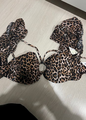 Leopar Desenli Kemerli yüksek bel Bikini - Görsel 4