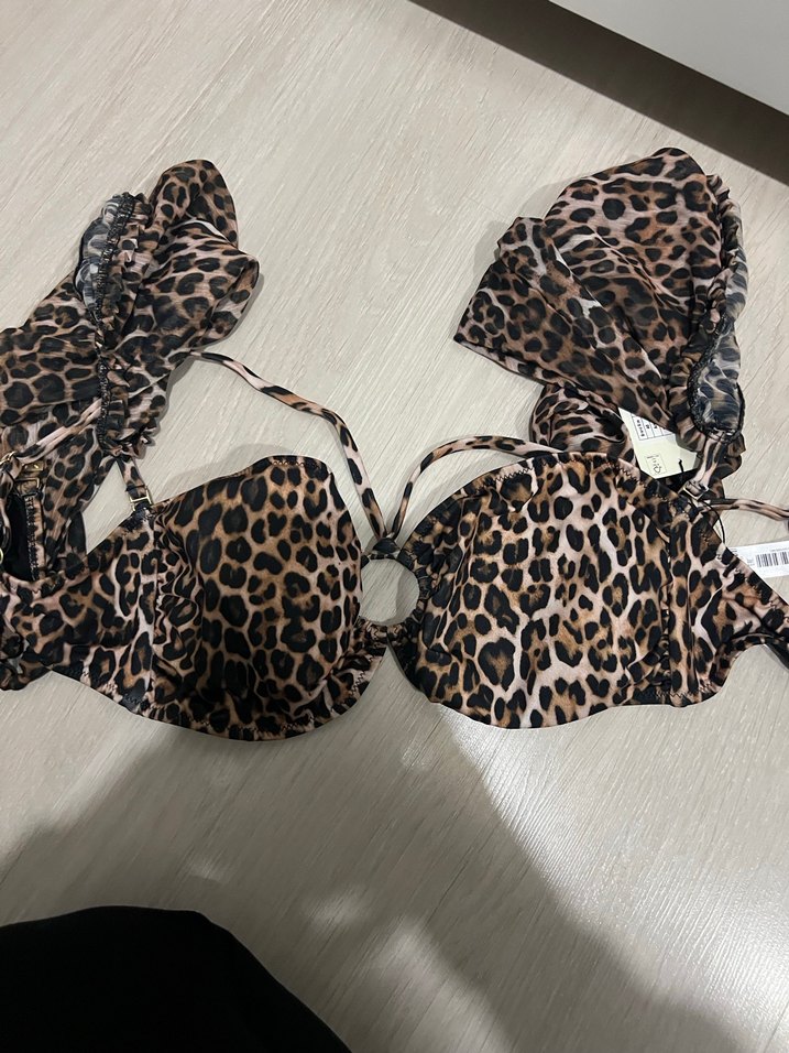 Leopar Desenli Kemerli yüksek bel Bikini - Görsel 4