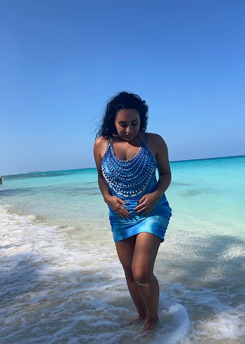 Mavi Boncuklu Kadın Vücut Zinciri - Görsel 2