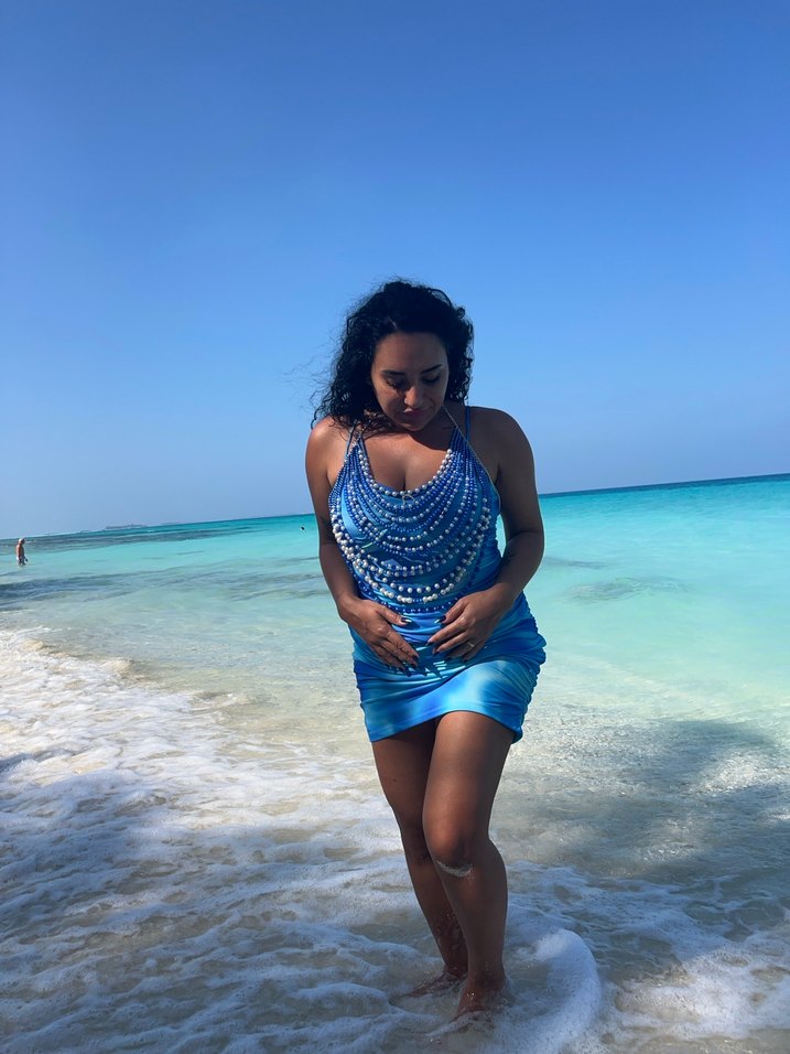 Mavi Boncuklu Kadın Vücut Zinciri - Görsel 2