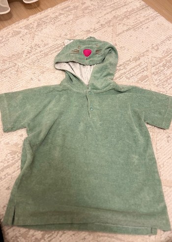 Kapüşonlu Düğmeli Kız Panço HAVUZ SONRASI giydirdim - Görsel 4