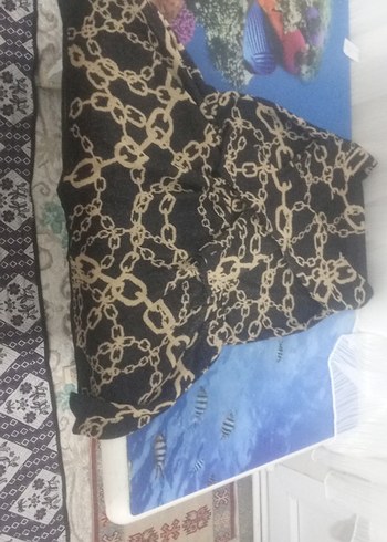 Zincir Desenli Siyah Uzun Kollu Kadın Bluz - Görsel 3