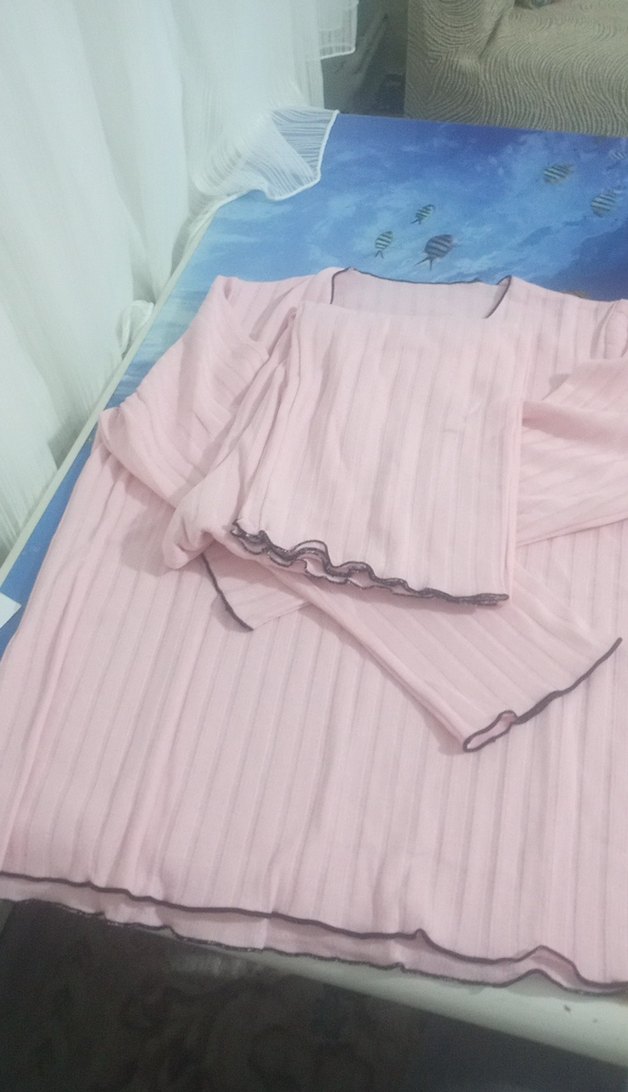 Pembe Uzun Kollu gecelik - Görsel 2