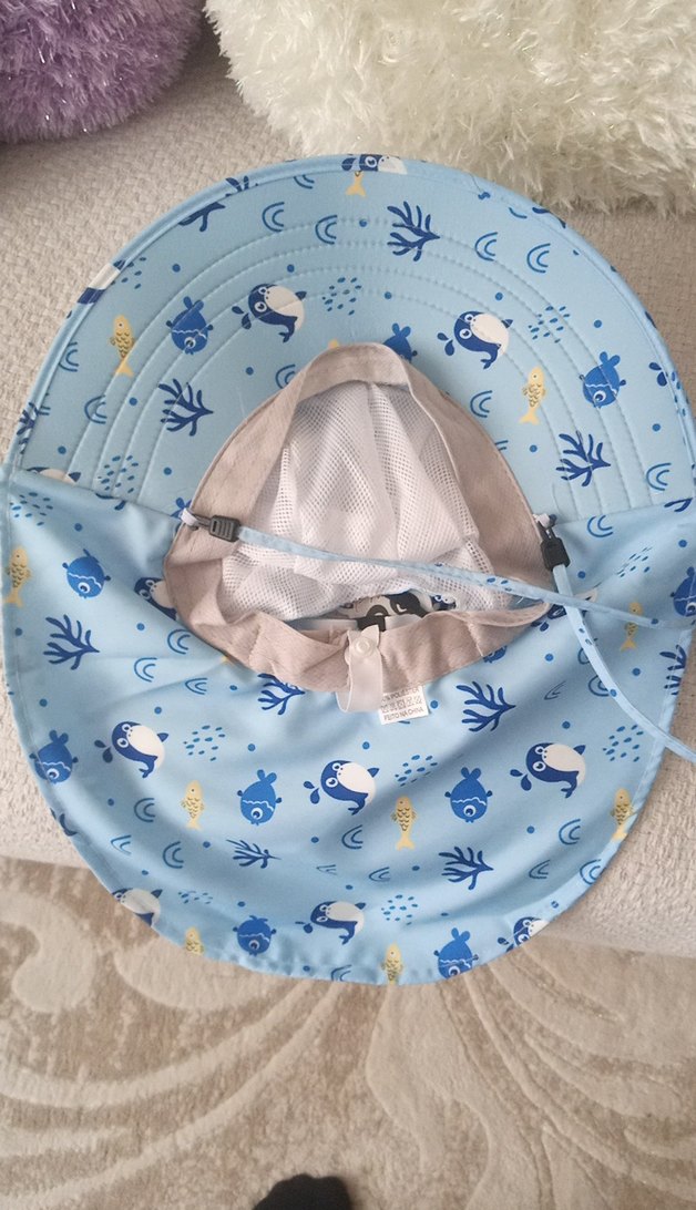 Mavi Desenli Çocuk Plaj Şapkası - Görsel 4