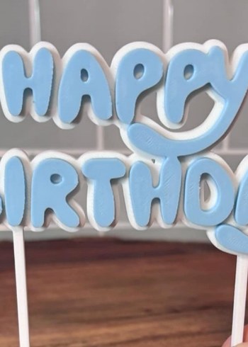 Turuncu Happy Birthday Pasta Süsü - Görsel 2