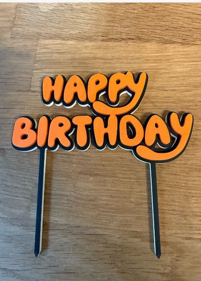 Turuncu Happy Birthday Pasta Süsü - Görsel 3