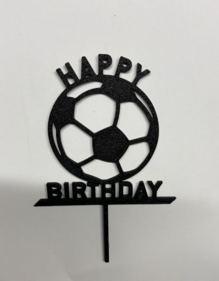 Futbol Temalı Siyah Doğum Günü Pastası Süsü - Görsel 2