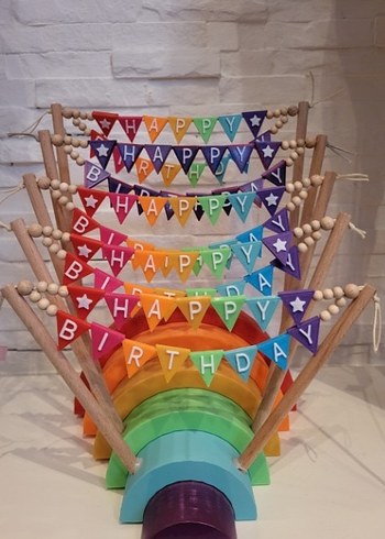 Renkli Happy Birthday Parti Bayrakları