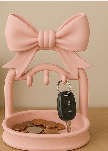 Pembe Fiyonklu anahtarlık takı standı - Görsel 3