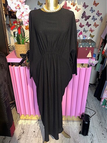 universal Beden siyah drape elbise