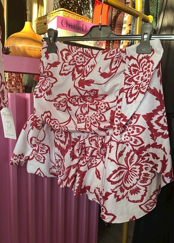 Tek kol crop etek Desenli alt üst takım - Görsel 2