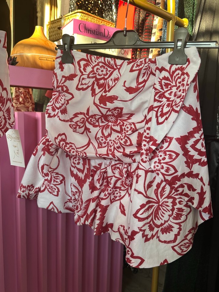 Tek kol crop etek Desenli alt üst takım - Görsel 2