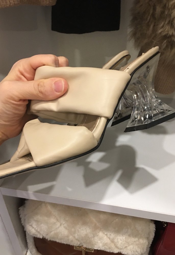 Bej Kadın Topuklu Terlik - Görsel 2