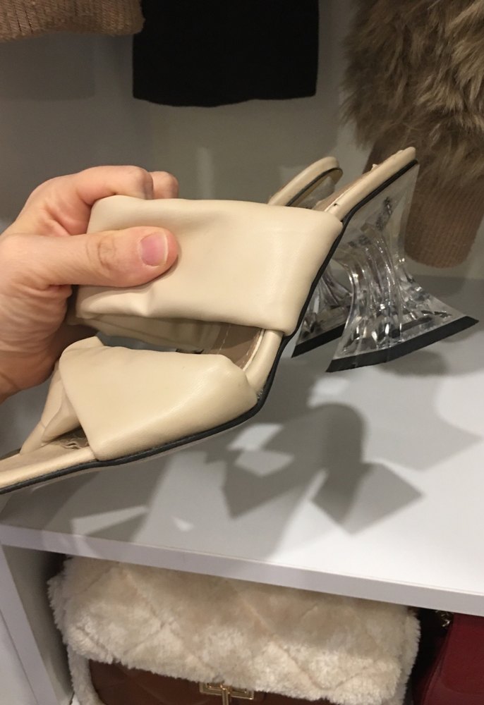 Bej Kadın Topuklu Terlik - Görsel 3