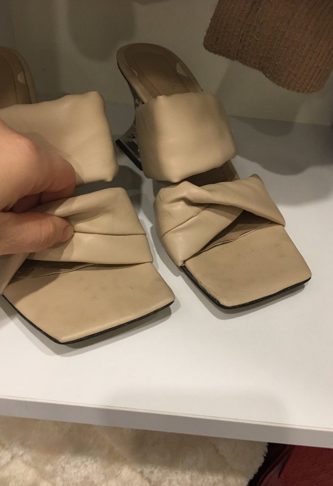 Bej Kadın Topuklu Terlik - Görsel 5