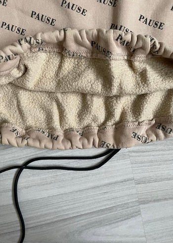 m Beden Koton Bej Baskılı Kadın Triko Sweatshirt