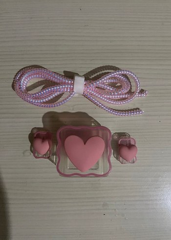 Pembe Kalp Figürlü şarj koruması