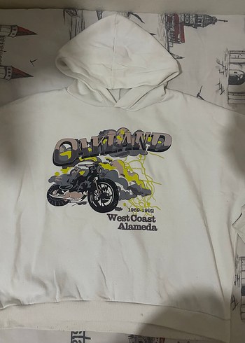 Zincir Detaylı Kapüşonlu Biker Sweatshirt