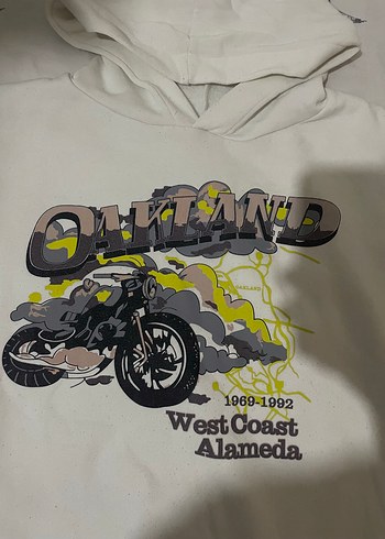 l Beden Zincir Detaylı Kapüşonlu Biker Sweatshirt