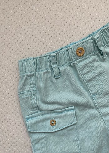 18-24 Ay Beden Düğmeli Turkuaz Erkek Çocuk Denim Şort