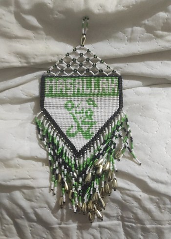 Yeşil Boncuk İşlemeli     el işi. - Görsel 2