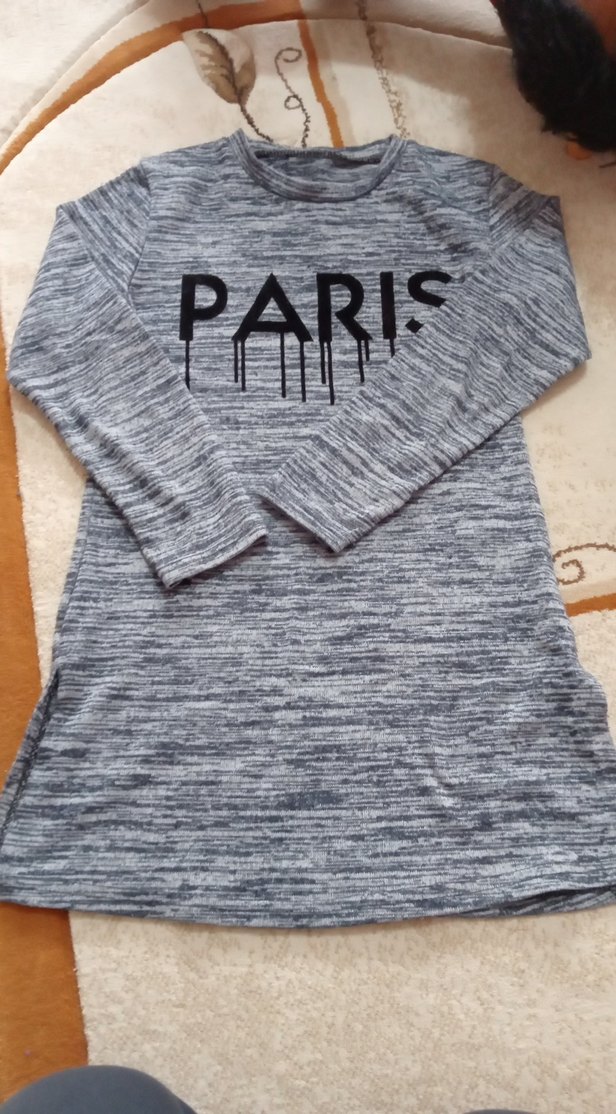 Gri Uzun Kollu Örme Kız Tişörtü - Görsel 2