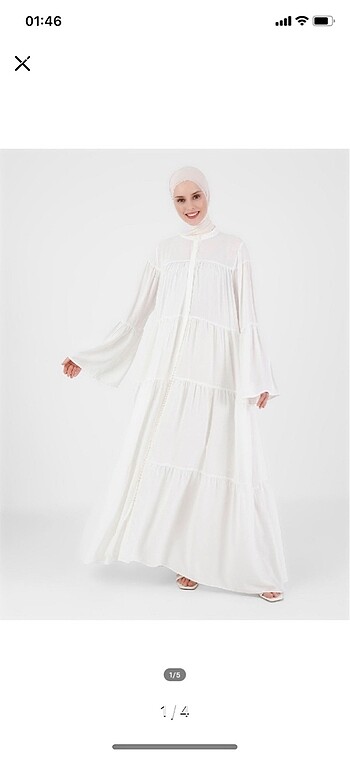 Modanisa Beyaz tesettür elbise