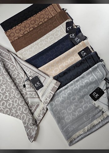 Calvin Klein Bej Dantel Detaylı ithal yün pamuk şal