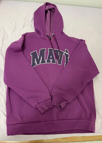 Mavi Kapüşonlu Mor Sweatshirt
