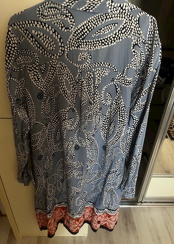 LC Waikiki Bohem Uzun Kollu Desenli Gri Tunik