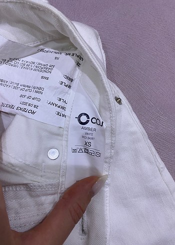 xs Beden Beyaz Denim Midi Etek