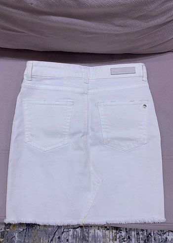 xs Beden beyaz Renk Beyaz Denim Midi Etek