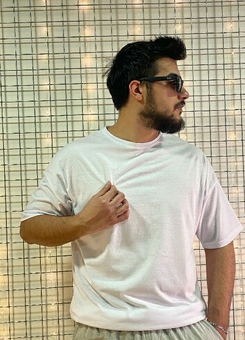 Unisex oversize beyaz renk düz tişört
